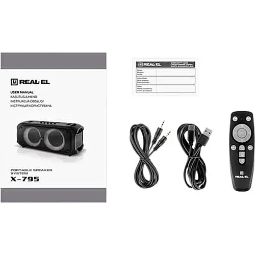 Портативная колонка 2.0 X-795, Black, 70 Вт (2 x 35 Вт) REAL-EL teh0021023 - фото 8