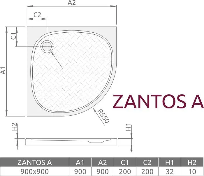 Душевой поддон Radaway Zantos A 90x90 M3ZNA9090-06 - фото 3