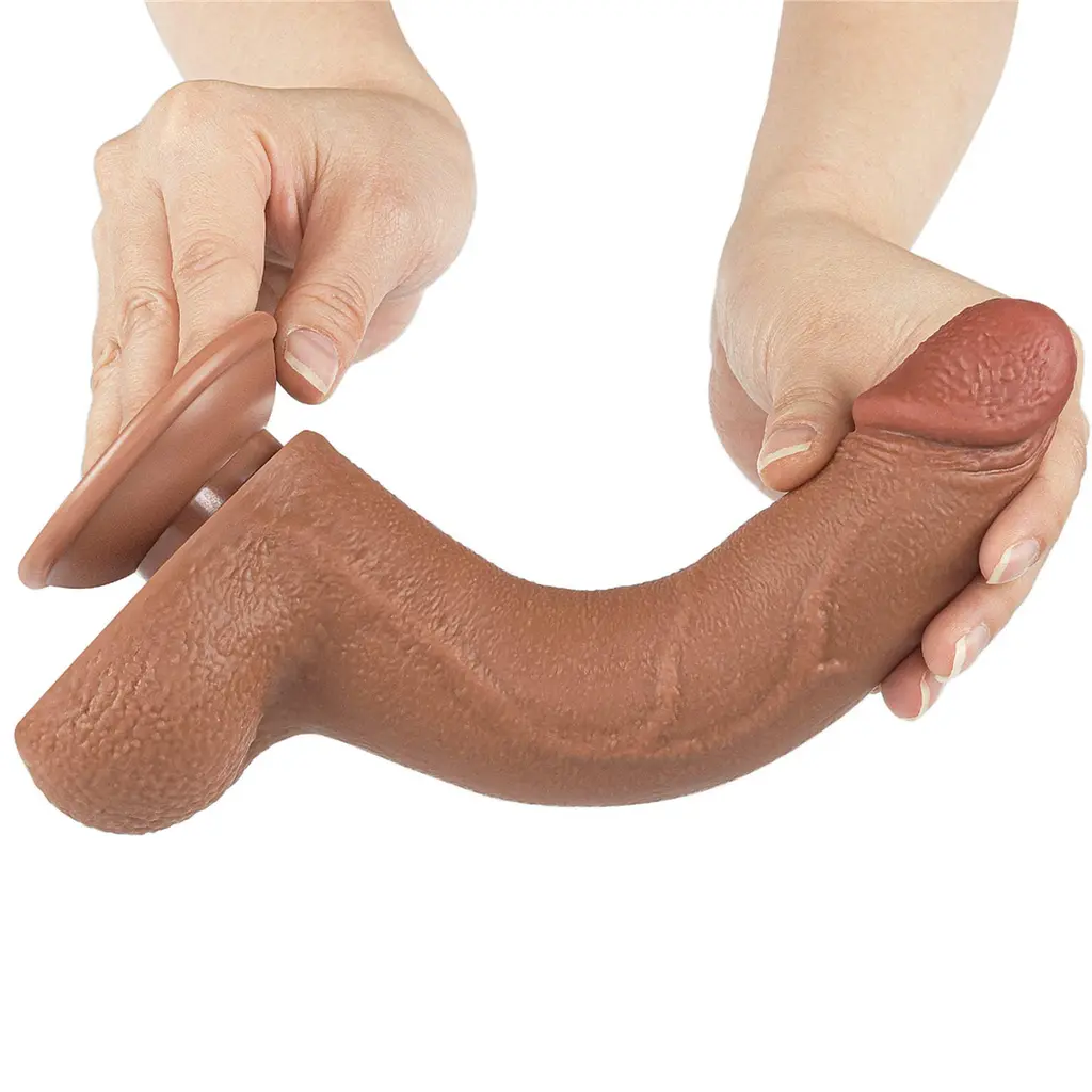 Фалоімітатор Lovetoy Sliding-Skin Dual Layer Dong 8.5'' 20 см (коричневий) - фото 5