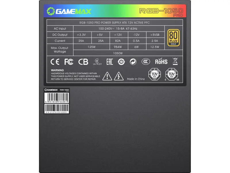 Блок живлення Gamemax RGB-1050 Pro BK - фото 7