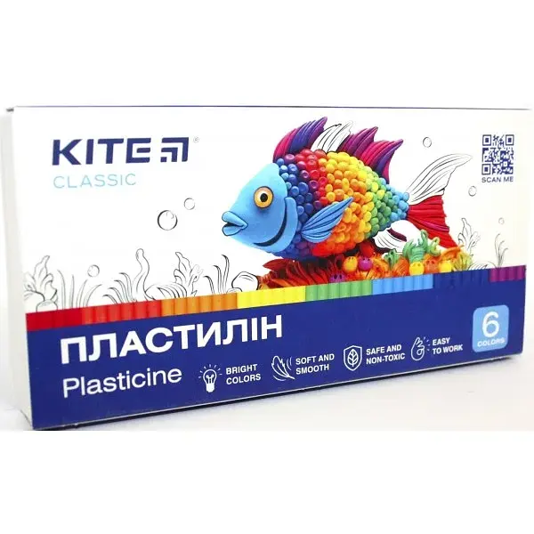 Пластилін "Kite" Classic 6 кольор. 120гр №K-081