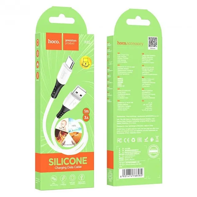 Кабель Hoco X82 Silicone Charging Data cable for Type-C 2A 1 m Білий - фото 2