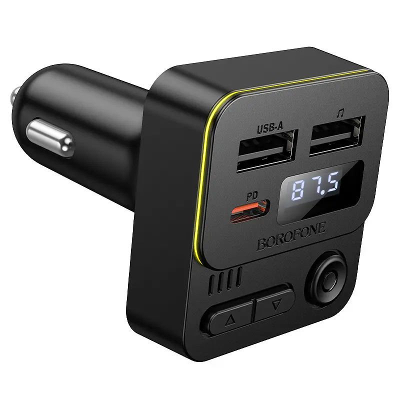 АЗП FM модулятор Borofone BC60 Hero 35W (2USB-A/1C) Black - фото 6