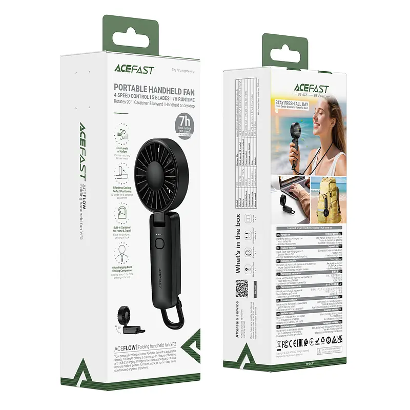 Вентилятор ACEFAST YF2 folding handheld fan Black - фото 8