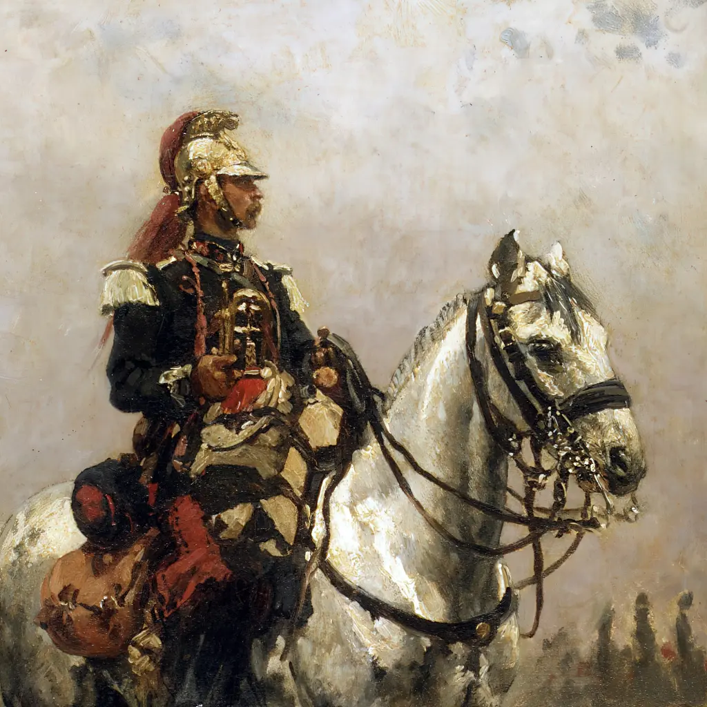 Інтер'єрна картина Кавалерист, Альфонс де Невіль, Alphonse de Neuville, Cavalryman, історія, інтер'єрний декор, 60×43 см (id4193) - фото 4