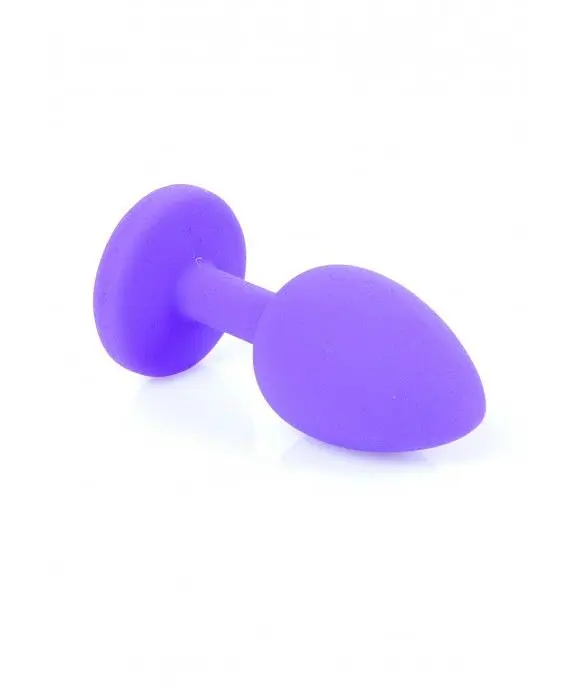 Анальна пробка із кристалом B-Series Jewellery Purple Silikon Plug Small Red Diamond, 7х2.7 см, фіолетовий з червоним - фото 4