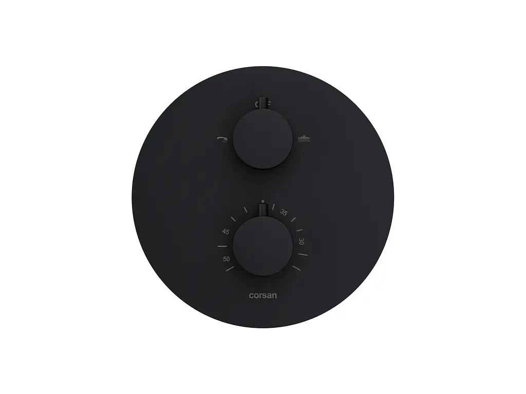 Душевая система скрытого монтажа Corsan Lugo black + BOX с термостатом Z03TBL, Черный матовый - фото 4
