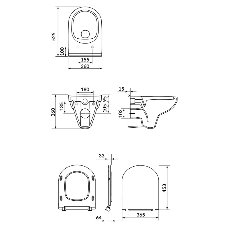 Подвесной унитаз Cersanit Zip SimpleOn с сиденьем duraplast S701-567 - фото 3