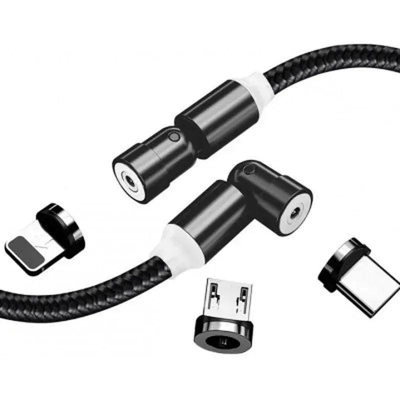 Дата кабель USB 2.0 AM to Lightning + Micro 5P + USB-C 1.0m Magnetic Ro ColorWay (CW-CBUU037-BK) - фото 2