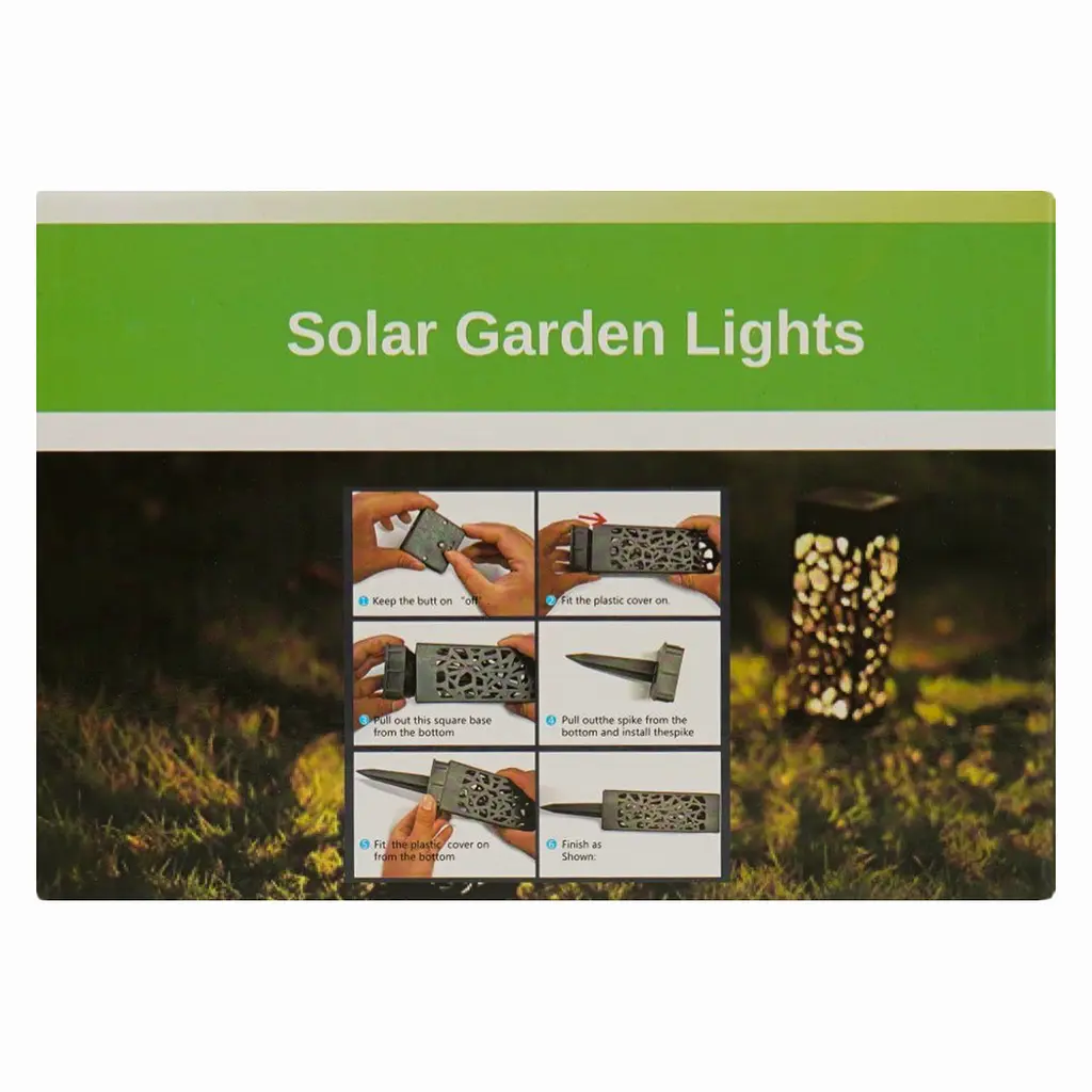 Ліхтар садовий прямокутний на сонячній батареї Market Union 28.5 см 1 шт. (HJ-002) - фото 2