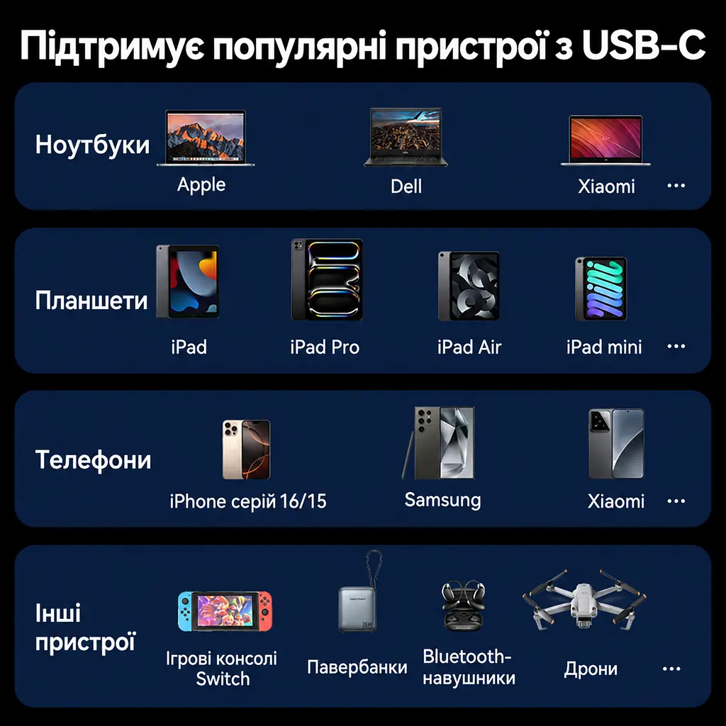 Кабель Vention TRGBH USB-C - USB-C USB 3.2 Gen 2 PD 100 Вт 4K 2 м чорний (TRGBH) - фото 8
