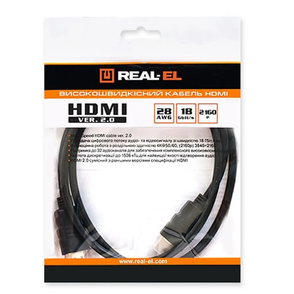 Кабель мультимедійний HDMI M to HDMI M 4.0m black REAL-EL (EL123500019) - фото 3