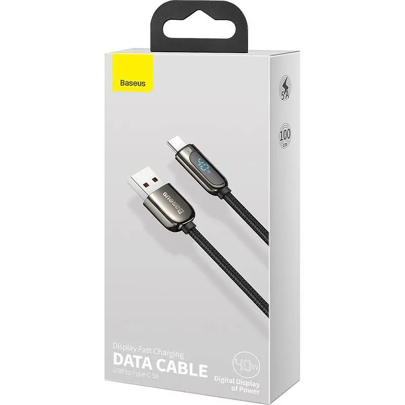 Кабель Baseus Display Fast Charging Cable USB to Type-C 40W 5A 1m CATSK-01 Black - фото 4