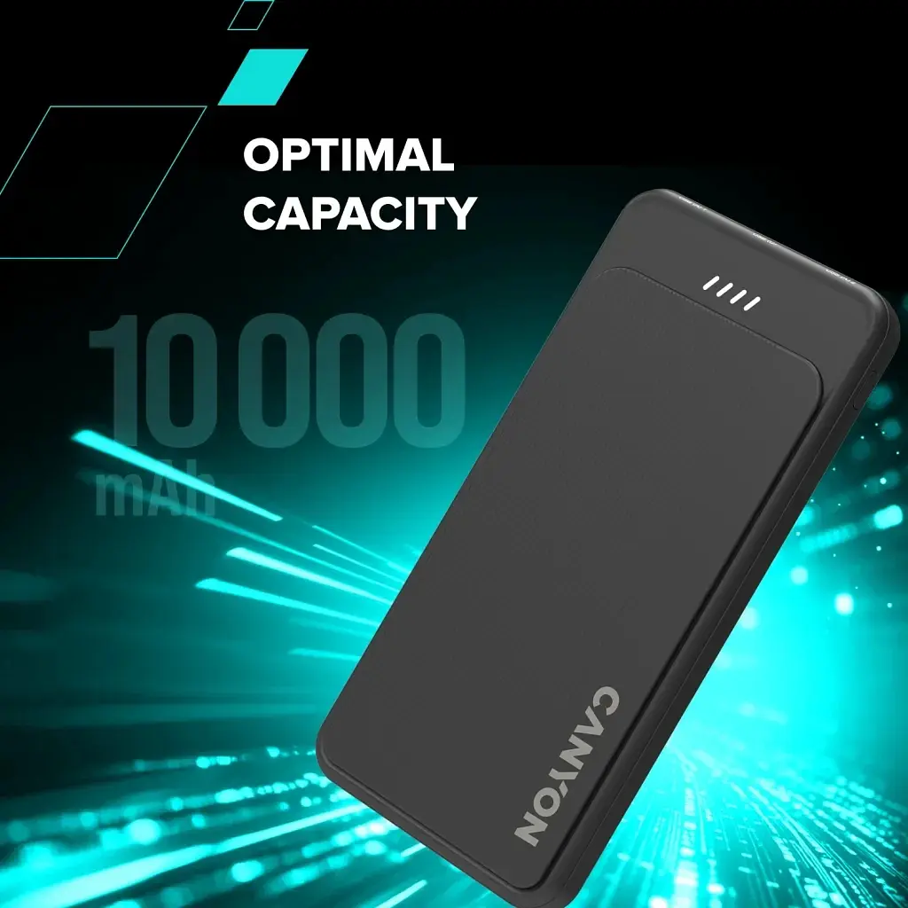 Батарея універсальна Canyon OnPower 100 10000mAh, 5В/2А, Black (CNS-CPB100B) - фото 6