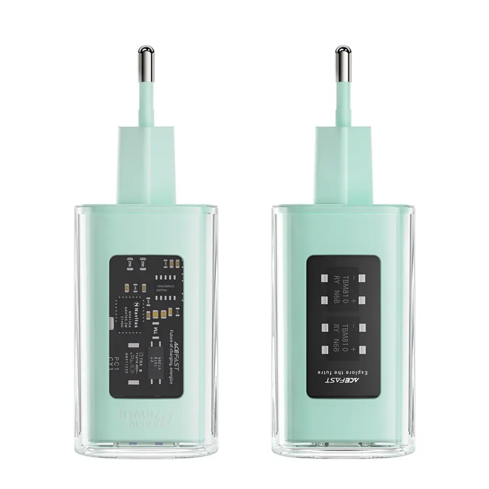 Мережевий зарядний пристрій Acefast A45 USB/2 Type-C QC PD PD65W GaN бірюзовий - фото 5