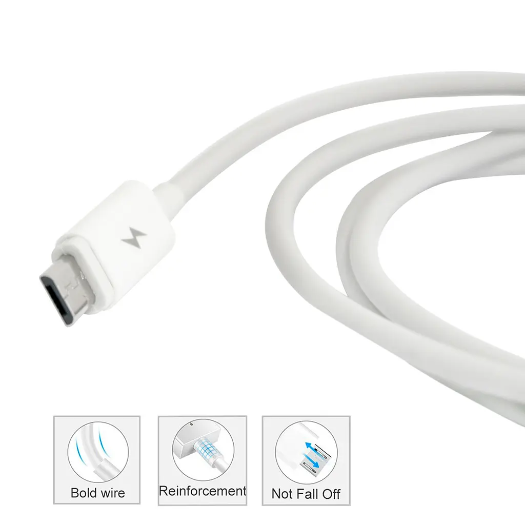 Шнур для зарядки 1м Micro to USB cable Fast charge микро ЮСБ кабель белый провод для зарядки телефона - фото 4