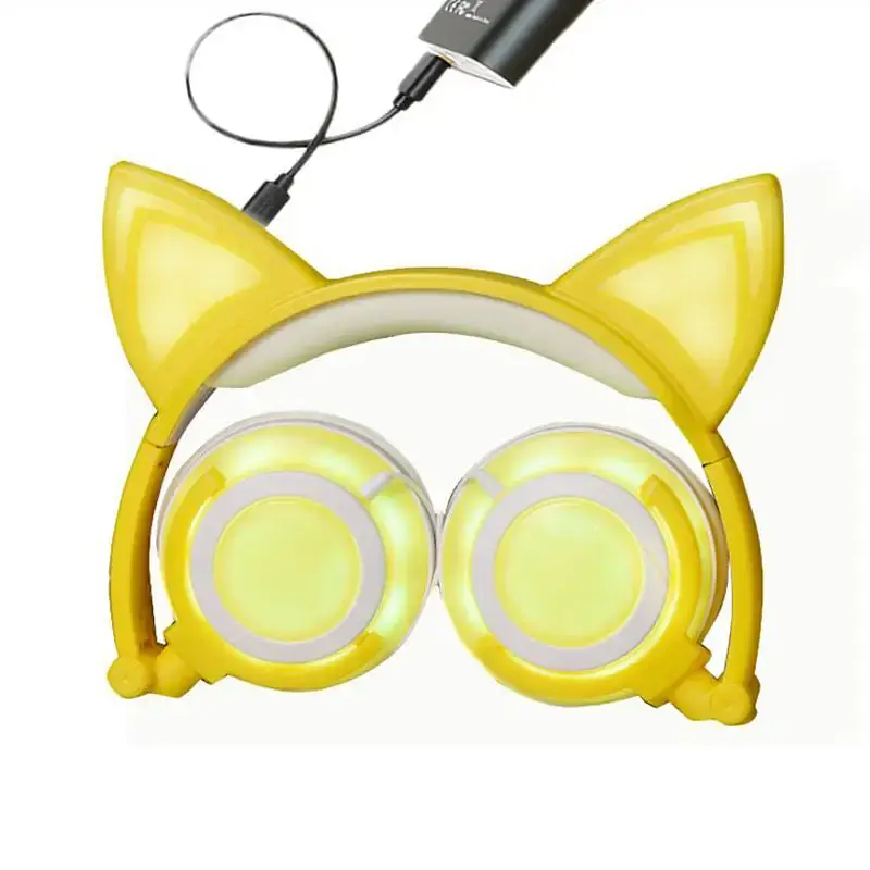 Наушники UFT BL108 Yellow с кошачьими ушками и подсветкой - фото 4