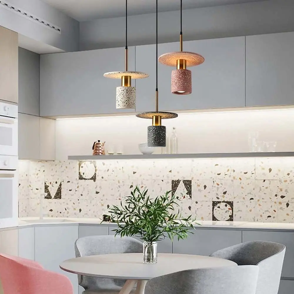 Підвіс Terrazzo Cylinder із сірим бетонним плафоном 20 см в стилі Ар-деко Line.F MJ 162-200 BK - фото 5