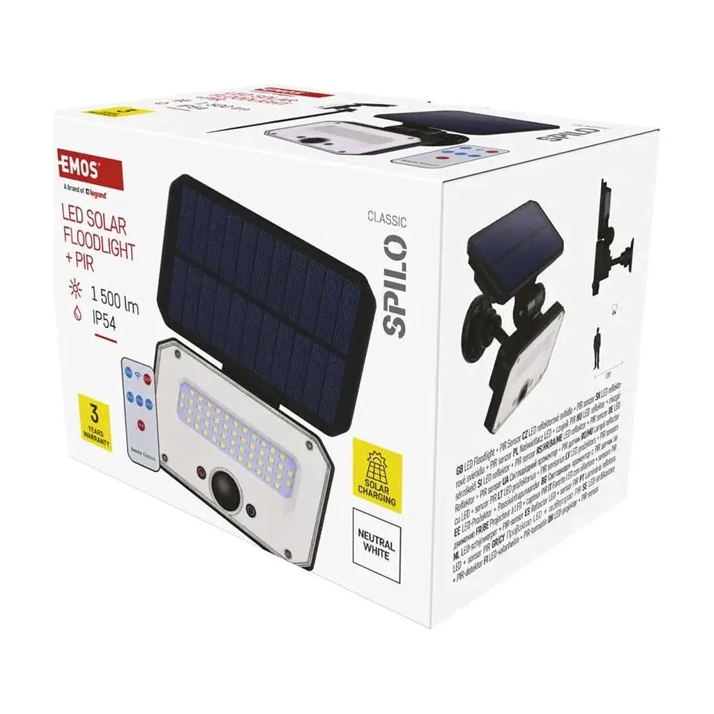 Прожектор EMOS сонячний світлодіодний 1500 лм IP54 4000K PIR (ZG132S) - фото 2