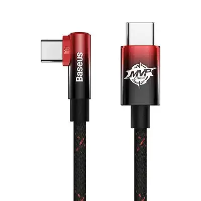 Кабель Baseus MVP 2 Elbow-shaped Fast Charging Data Cable Type-C to Type-C 100W 1m CAVP000620 Black-Red - фото 2