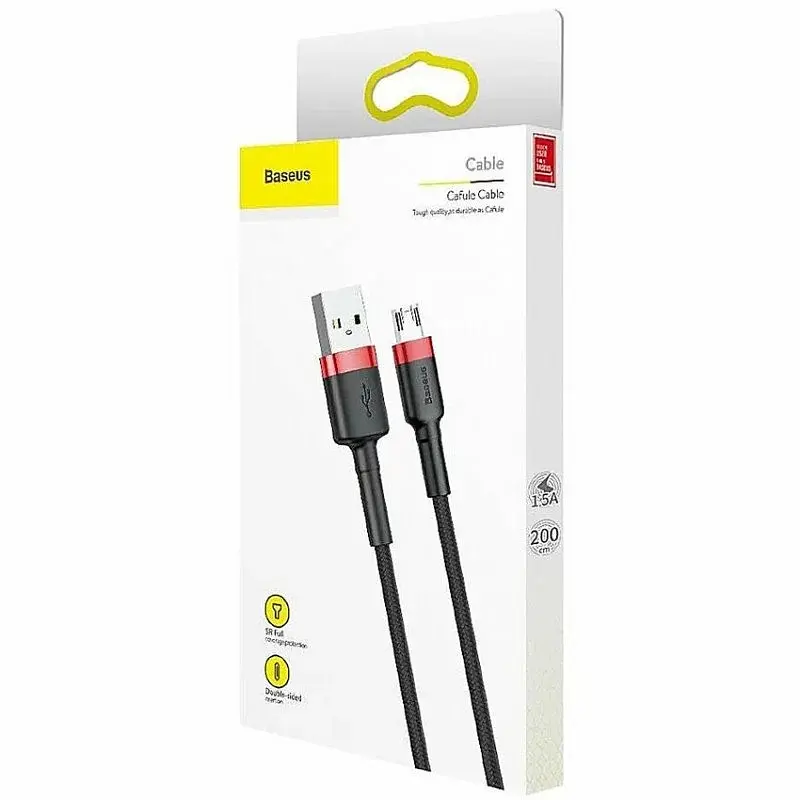 Кабель Baseus Cafule microUSB USB 2.4 A 1m CAMKLF-B91 чорно-червоний - фото 5