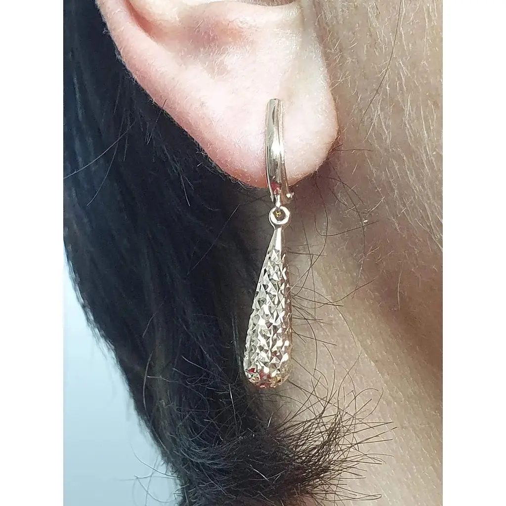 Золотые серьги-подвески Favoritum с алмазной гранью. 210268_А - фото 2