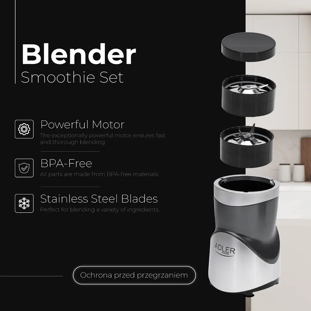 Фитнес-блендер Adler AD 4084 500Вт/ Pulse/ стеклянные бутылки 1x700мл,2x500мл,1x300мл/ - фото 11