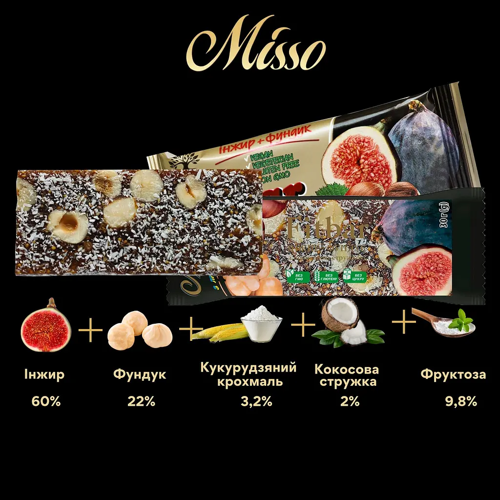 Батончик Misso Fitbar Инжир + Фундук 30 г - фото 3