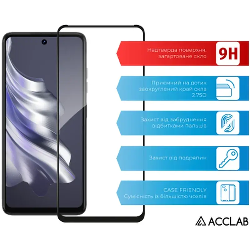 Скло захисне ACCLAB Full Glue Tecno Spark 20 Black (1283126588976) - фото 3