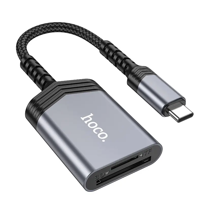 Картрідер HOCO UA25 2-in-1 card reader Type-C сірий