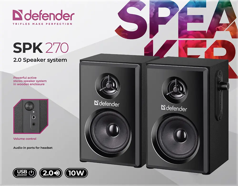 Акустика Defender 2.0 SPK-270 10Вт USB Black (65270) (6857922) - фото 8