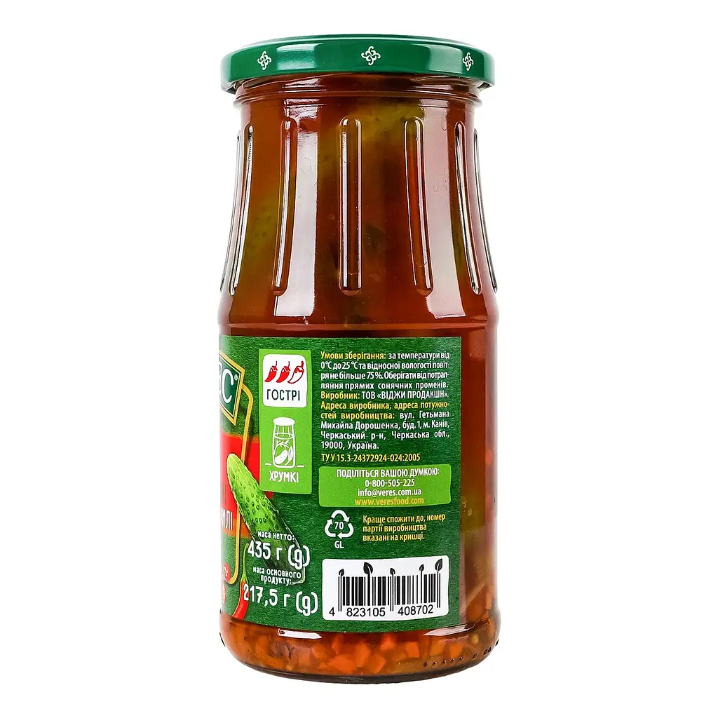 Огірки Верес мариновані з кетчупом чилі 435 г - фото 2