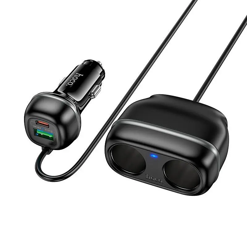 Адаптер автомобільний HOCO Rank dual port car charger Z59 1USB/1Type-C/2 port 240W cigarette lighter