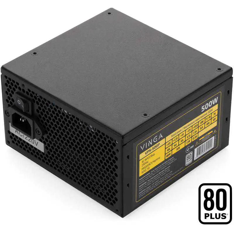 Блок живлення Vinga 500W 80+ (VPS-500P) Black Б/в - фото 3