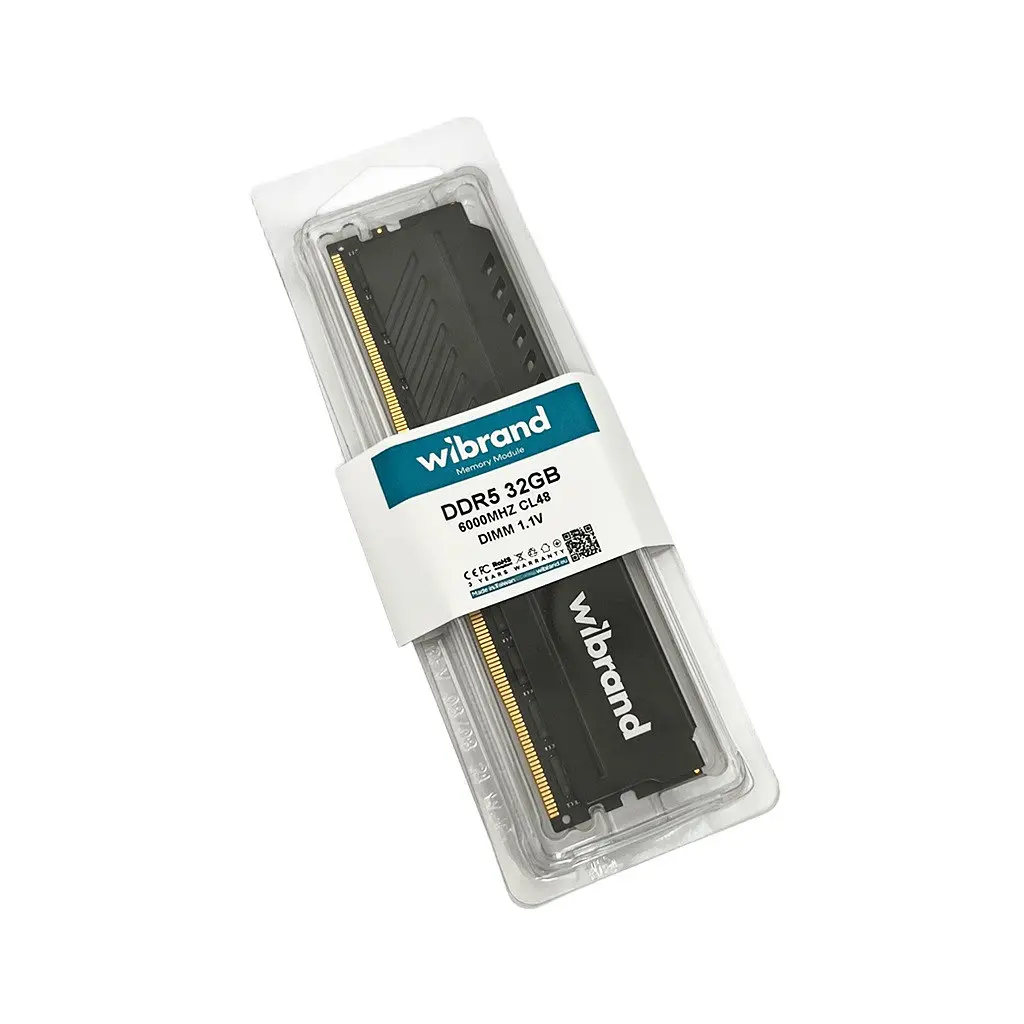 Оперативна пам'ять DDR5 Wibrand 32GB 6000MHz CL48 DIMM Heatsink чорний - фото 2