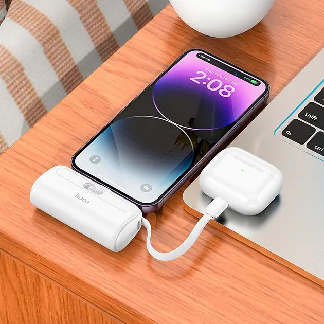 Акумулятор зовнішній із вбудованим кабелем Hoco J116 Pro Pocket Lightning вихід 5000mAh - фото 6