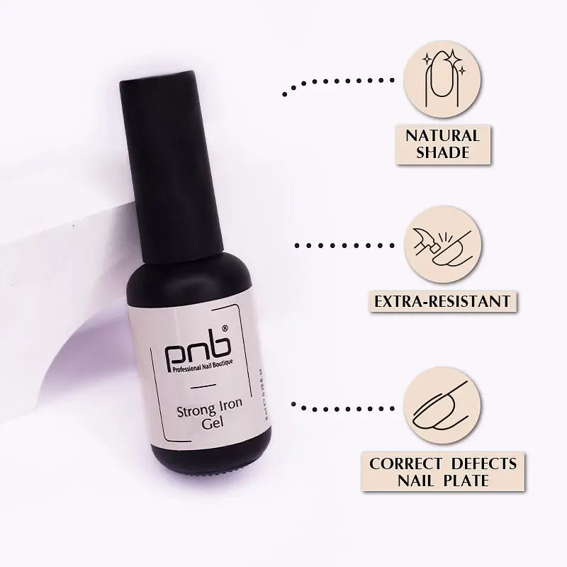 Гель PNB UV/LED Strong iron gel soft white 8 мл - фото 5