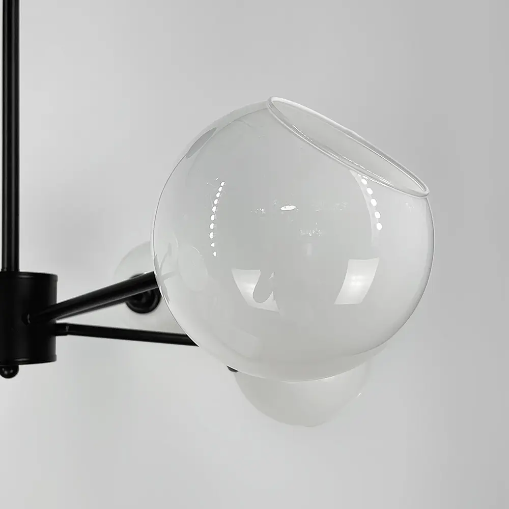 Люстра в черном корпусе на 6 белых глянцевых плафонах | Ст. F 68/6 BK | Line F - фото 4