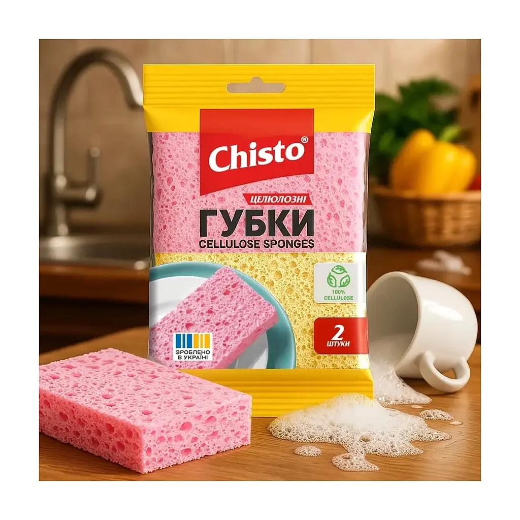 Губки кухонні Chisto Целюлозні 2 шт. (4820204701826) - фото 2