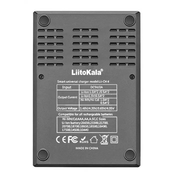 Зарядное устройство для Liitokala Lii-CH4, 4 канала, Li-1.5/Ni-Mh/Li-ion/LiFePO4/Li-HiV, USB-C, LCD - фото 3