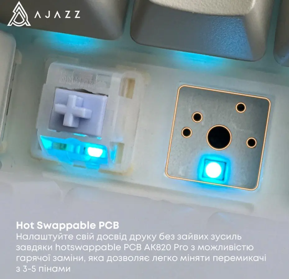 Клавиатура игровая механическая беспроводная Ajazz AK-820B PRO Black RGB Gift Switch Hot-Swap - фото 8