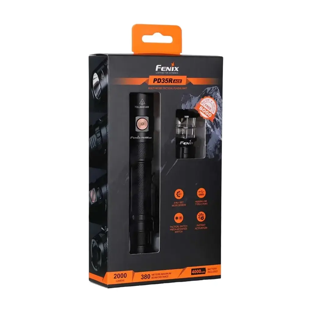 Ліхтар Fenix PD35R ACE LED 2000 лм + наключний ліхтар CL01 (помаранчевий) (PD35RACE-CL01O) - фото 9