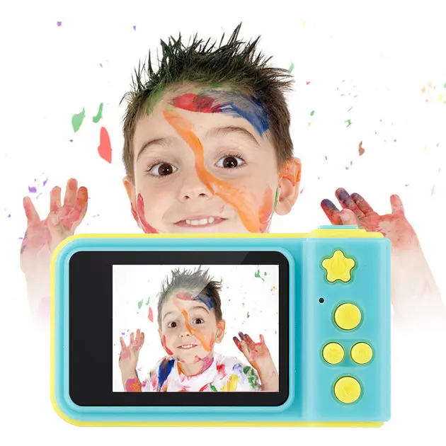 Дитячий цифровий фотоапарат фотокамера Smart Kids Camera V7 жовто-блакитний - фото 2