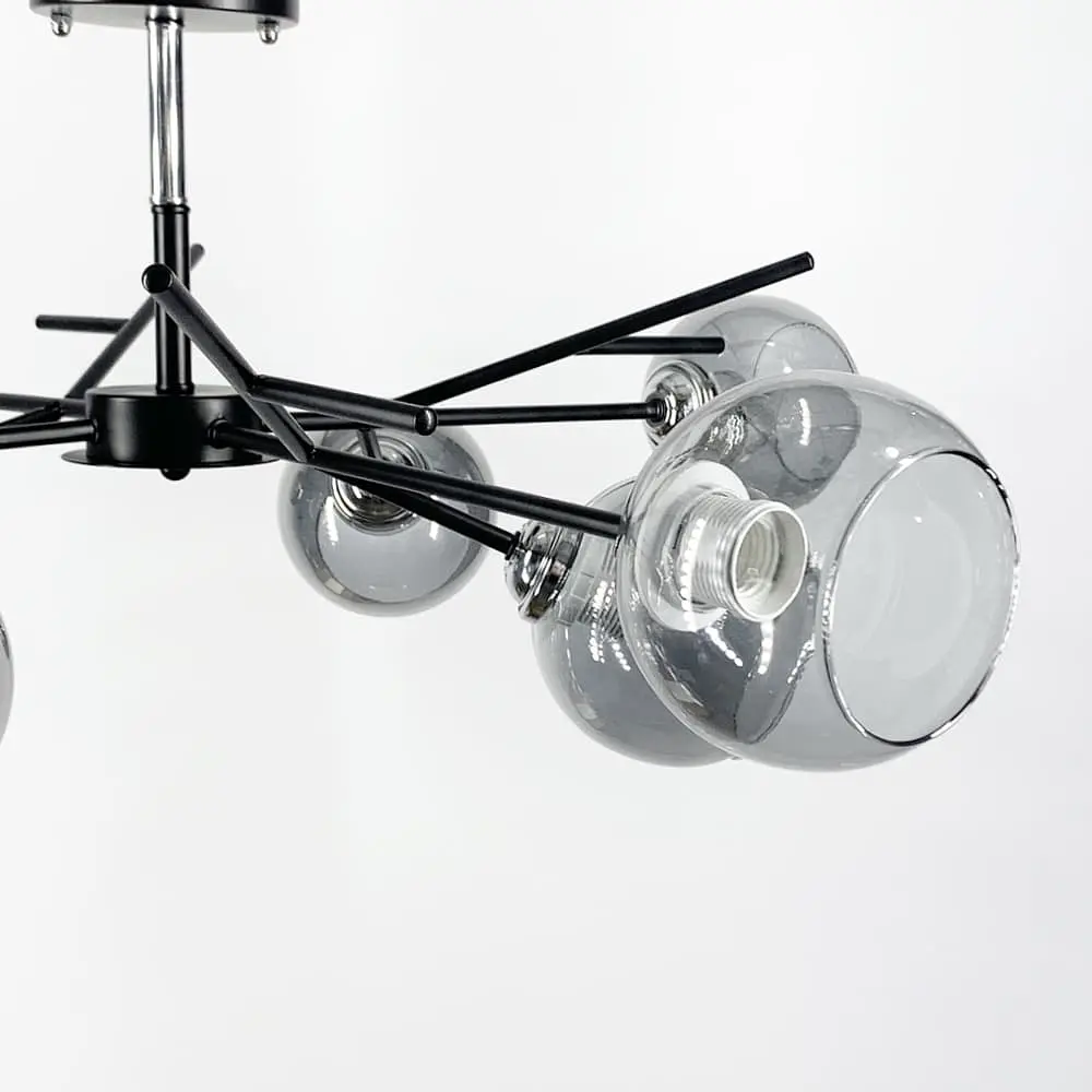 Люстра на 6 графитовых плафонов в черном корпусе Ø 60 см Ст. 088N/6 BK+CH+GR | Line F - фото 3