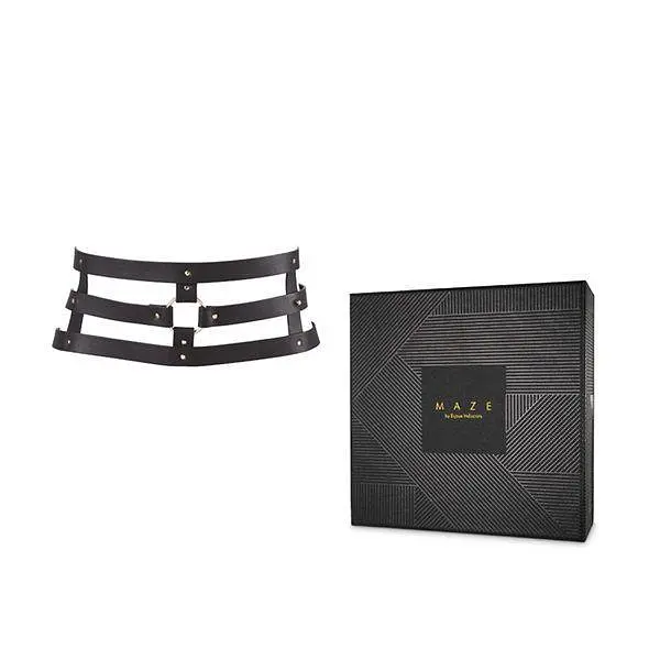 Портупея-пояс Bijoux Indiscrets MAZE - Wide Belt and Restraints Black, екошкіра - фото 2