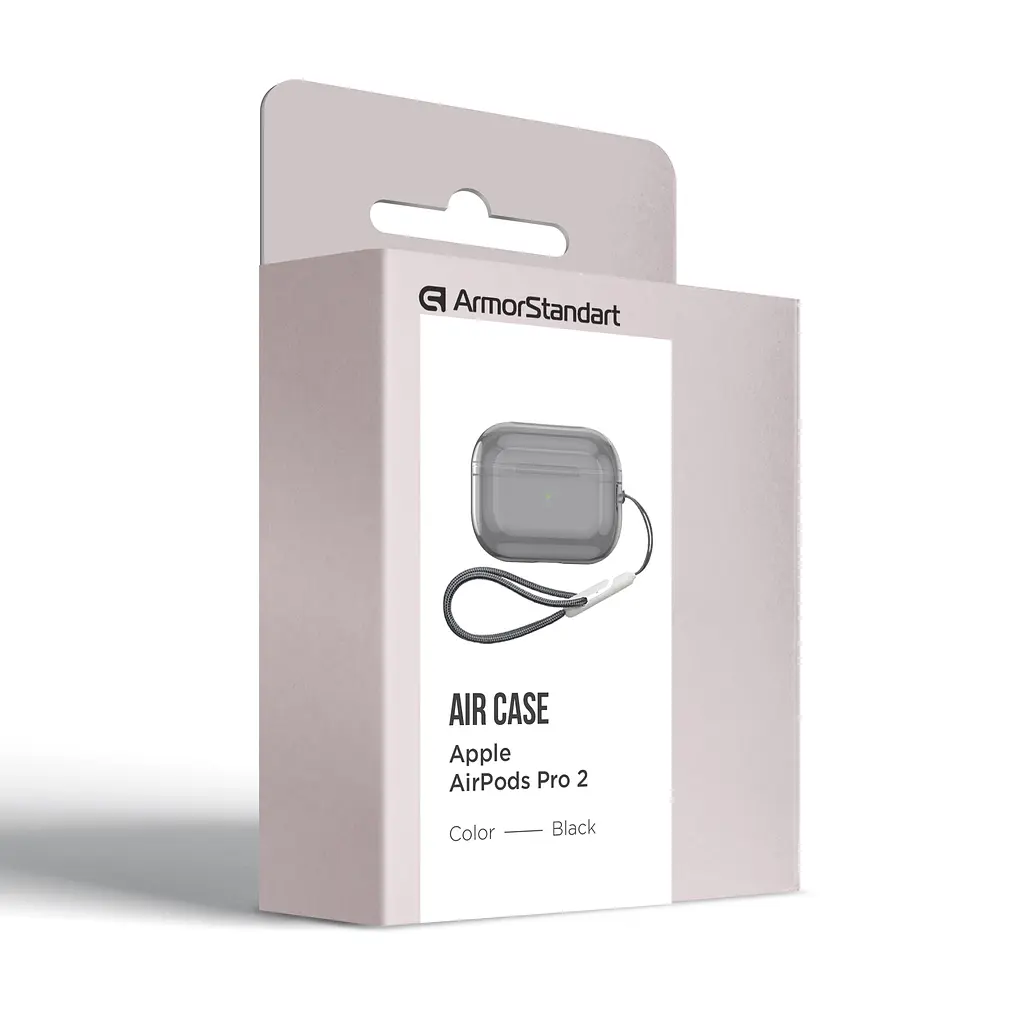 Чохол для навушників Apple AirPods Pro 2 2022, чорний, Air, термополіуретан (TPU), протиударний, захист від подряпин, пилу і ударів, футляр з карабіном для кріплення, точні вирізи для доступу до роз"ємів, ArmorStandart (ARM85334) - фото 4