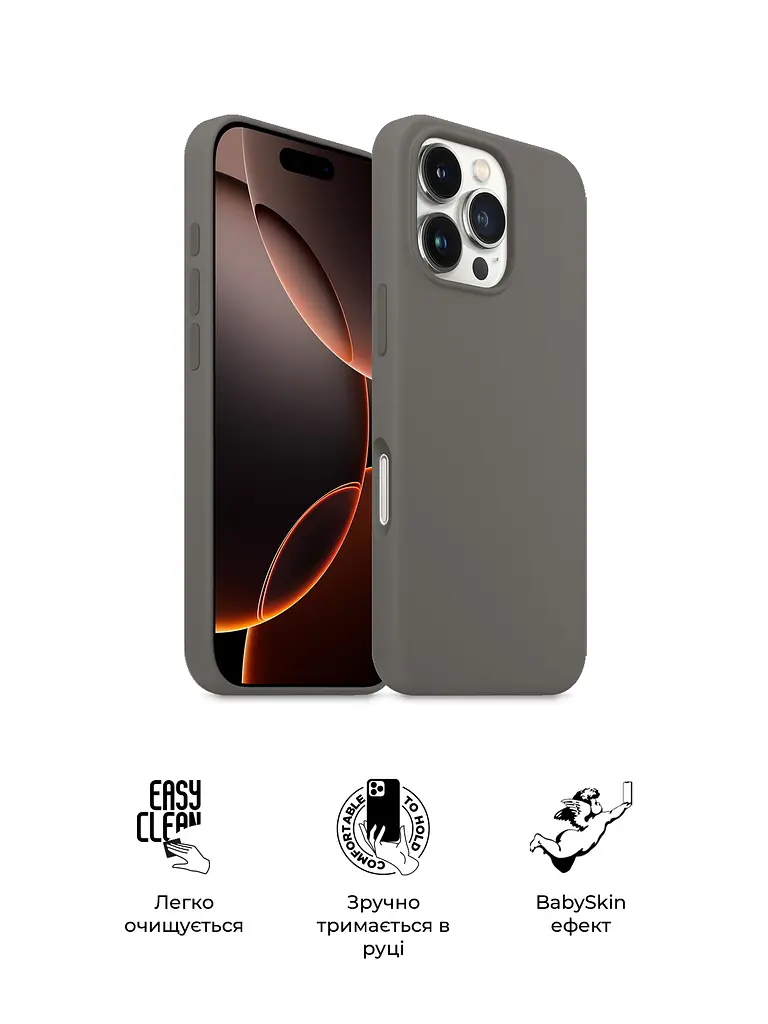Силиконовый чехол для Apple iPhone 16 Pro Max, ICON2 Case, серый, противоударный, панель, защита всего корпуса, матовая поверхность Soft Touch, выступает над дисплеем, совместим с защитными стеклами и пленками, с микрофиброй, ArmorStandart (ARM81306) - фото 3