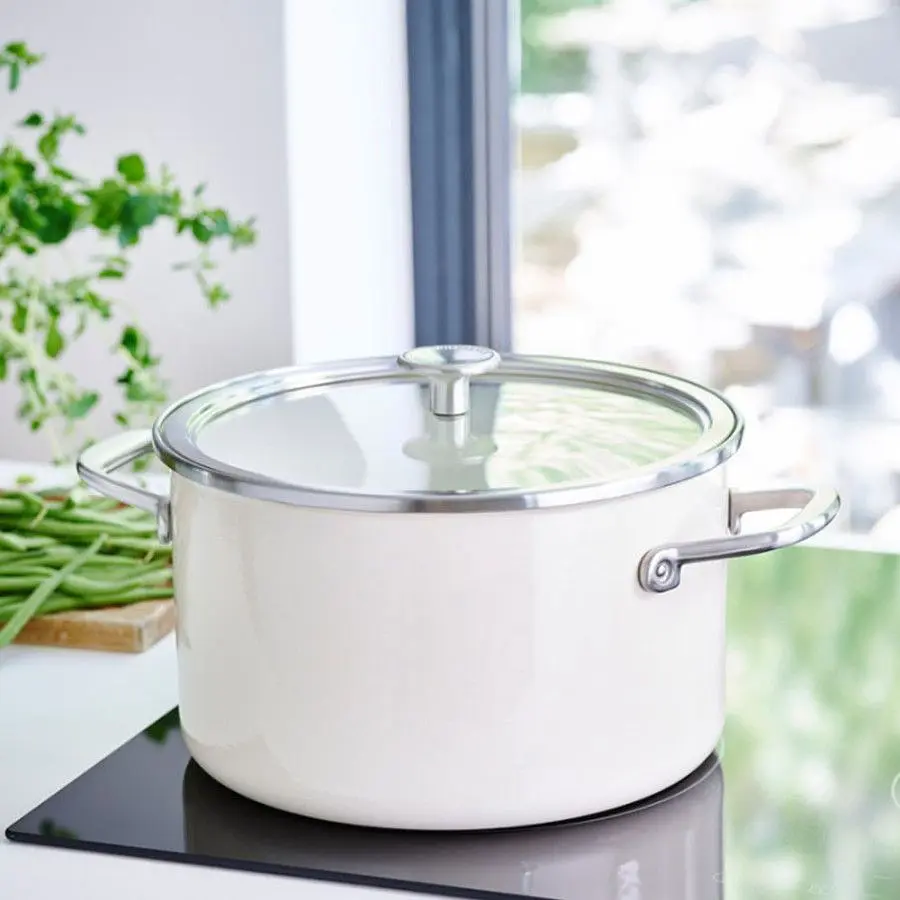 Каструля з кришкою KitchenAid Steel Core, 24 см, 6 л, мигдальний крем - фото 3