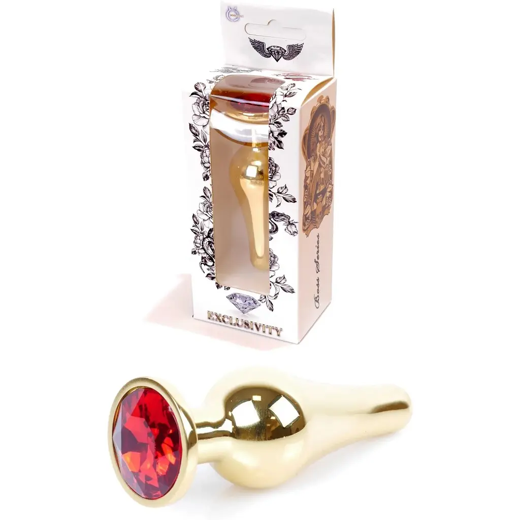 Анальна пробка Boss Of Toys Boss Series - Jewellery Gold Butt Plug Red, BS6400064, Золотий / Червоний - фото 3