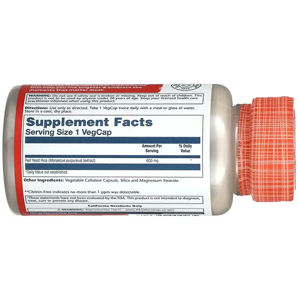 Червоний дріжджовий рис Solaray Red Yeast Rice 600 мг 45 веганських капсул - фото 3